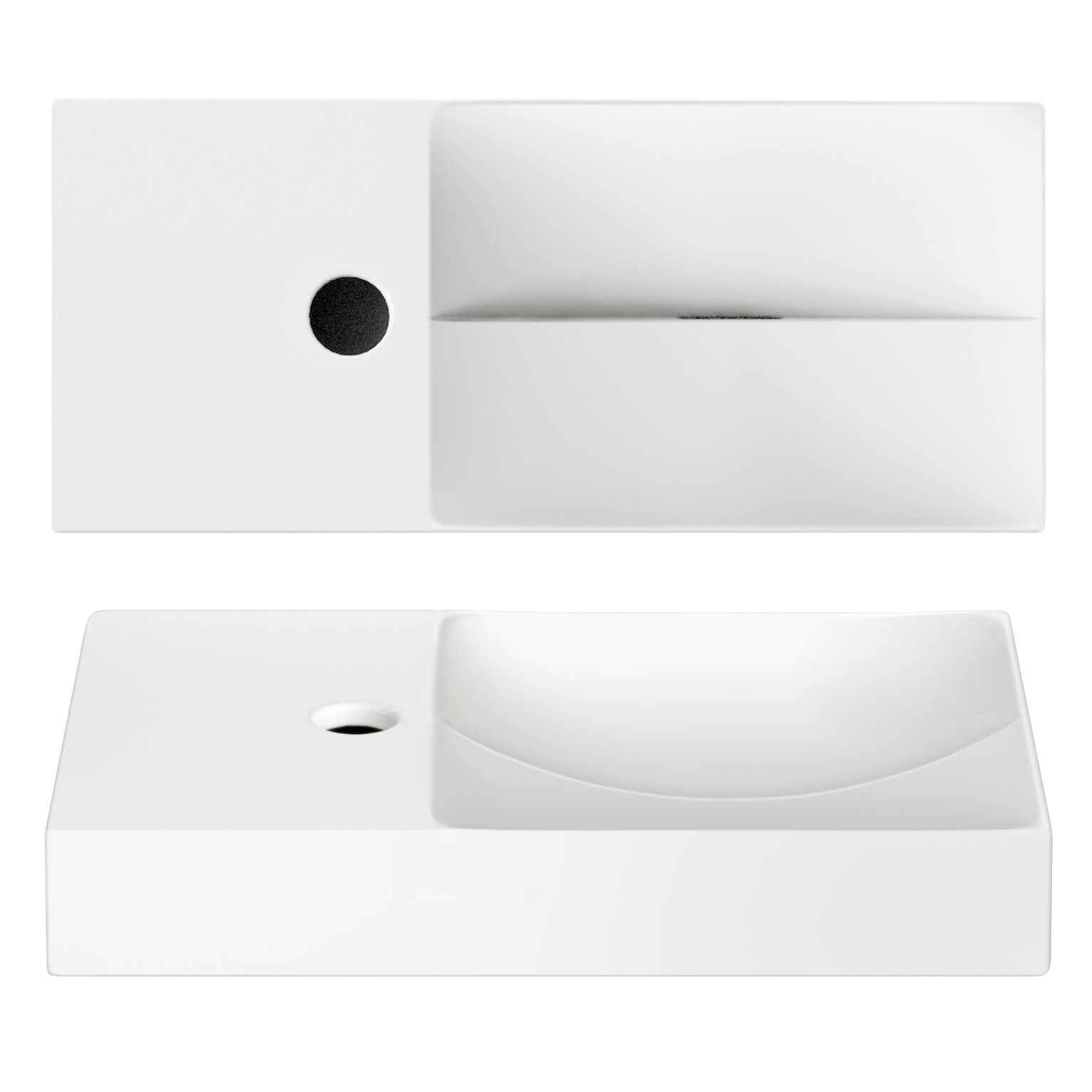 Clou Vale keramische fontein 45cm met kraangat links wit mat