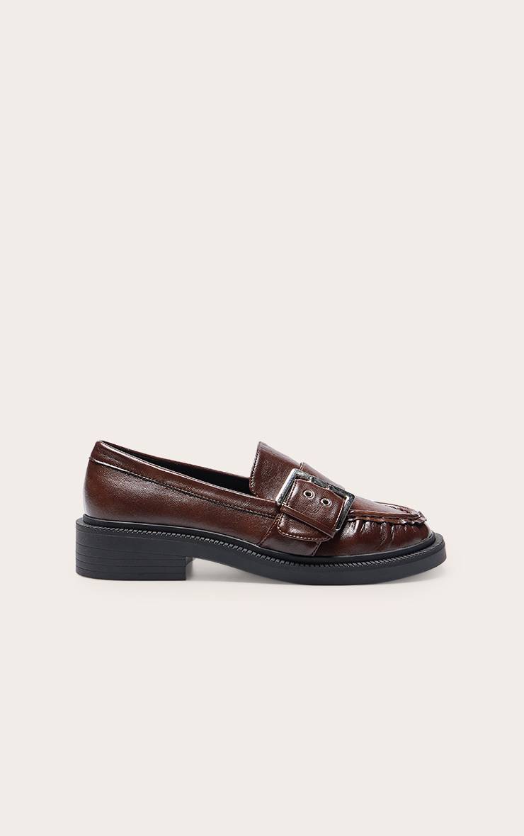 Chocolat Mocassins En Synthétiquecuir Froissé Avec Détail Boucle
