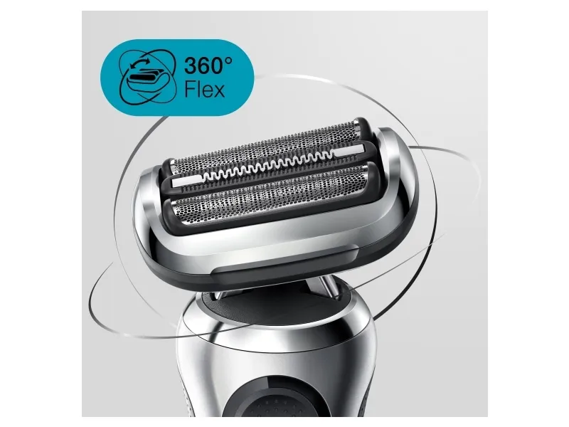 Braun Series 7 71-S1000s, Folie shaver, Sølv, AutoSense, 360° Adaptive system, Knapper, LED, Batteri