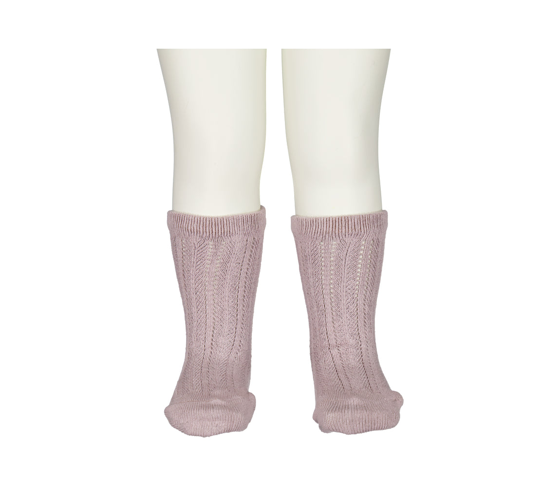 Knee Socks Pointelle, Strømpebukser - Airy Purple