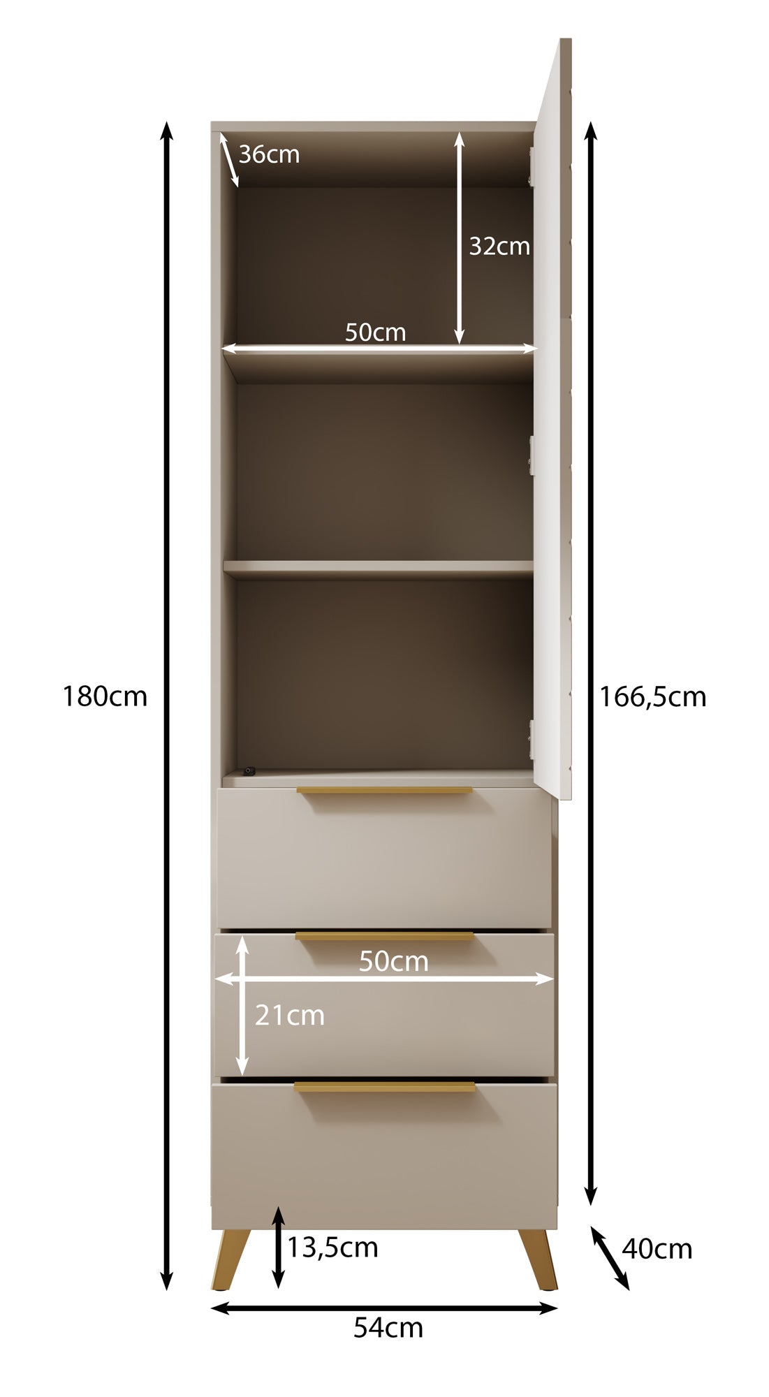 Xiano - Kledingkast met deur - Beige - 54x40x180 cm