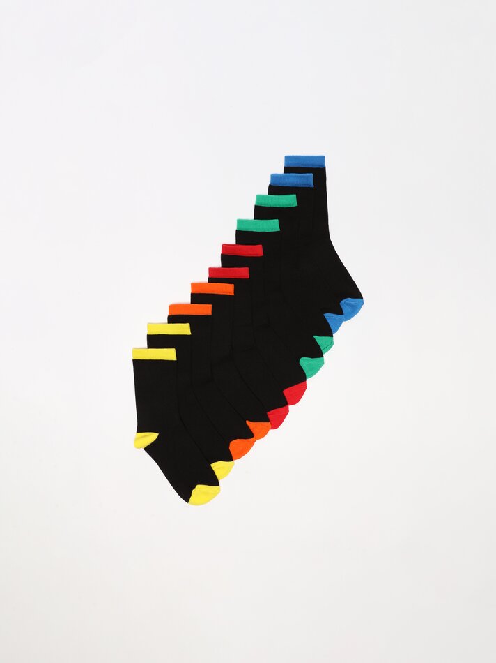 Pacote com 5 pares de meias compridas - Cores sortidas