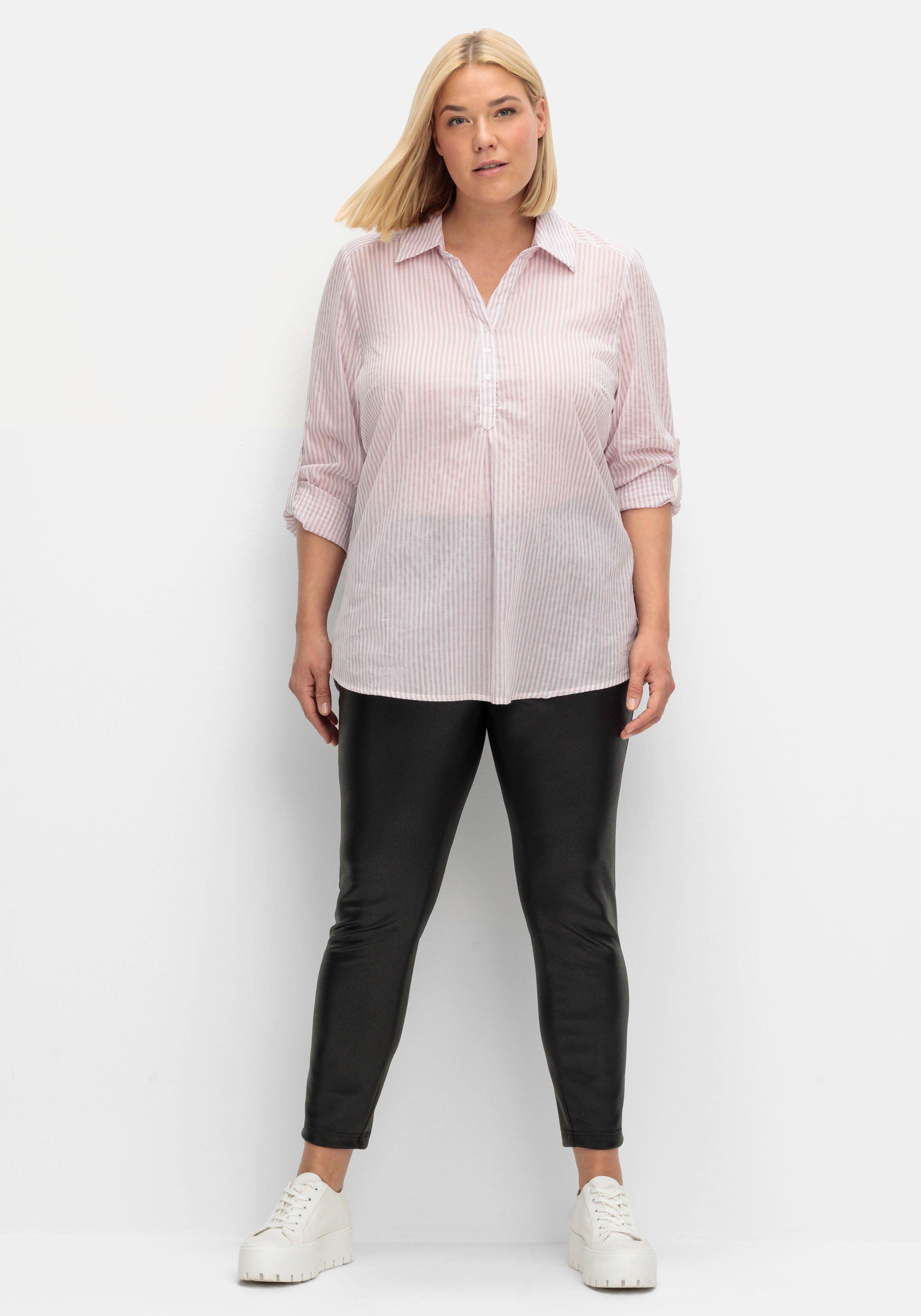 Hemdbluse mit Streifen und Krempelärmeln