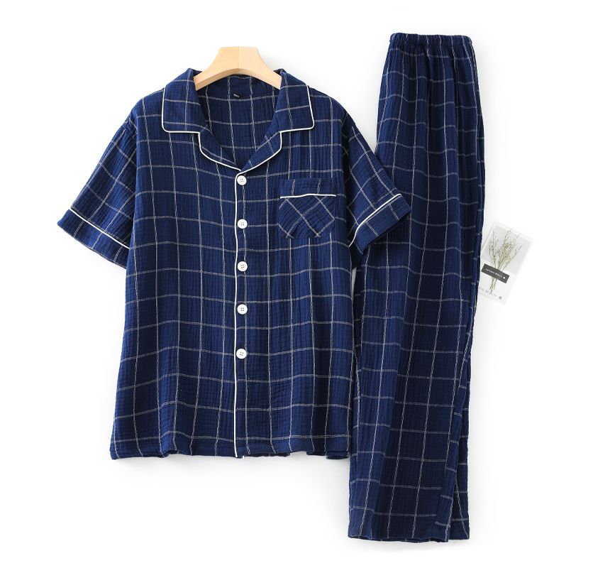 Finlies - Pyjamaset: shirt met korte mouwen en ruitmotief + loungebroek