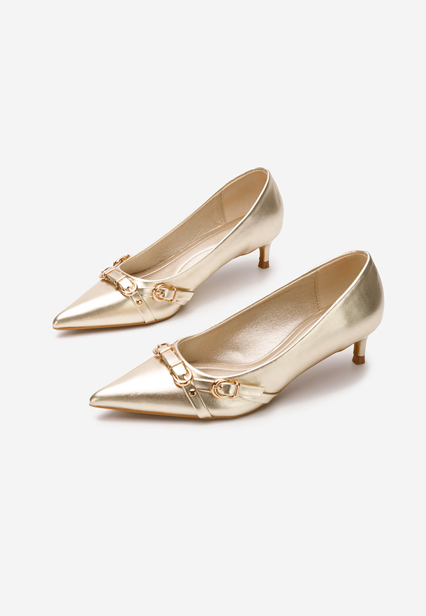 Chaussures à talon fin dorées Zelma