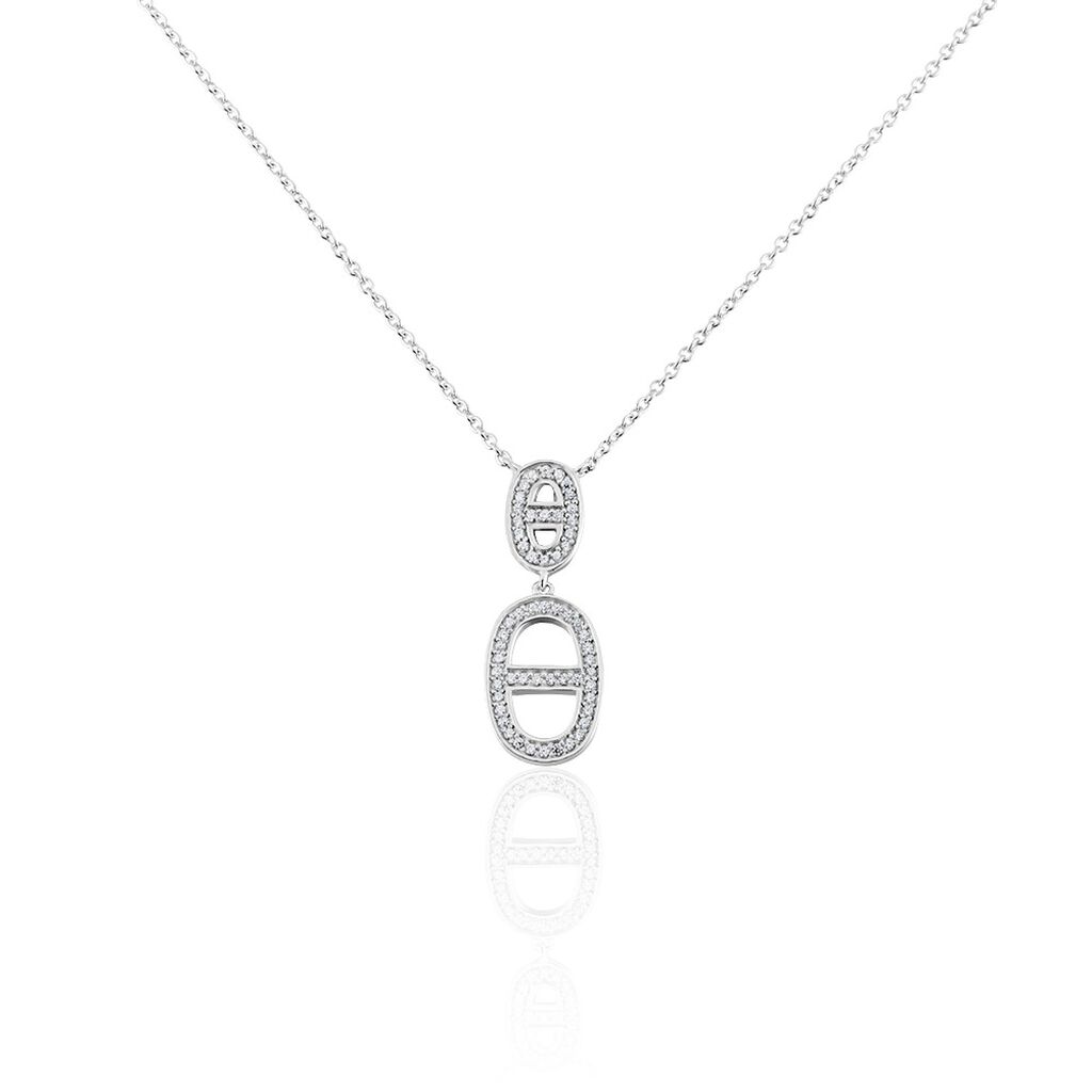 Collier Argent Blanc Caprina Oxydes De Zirconium
