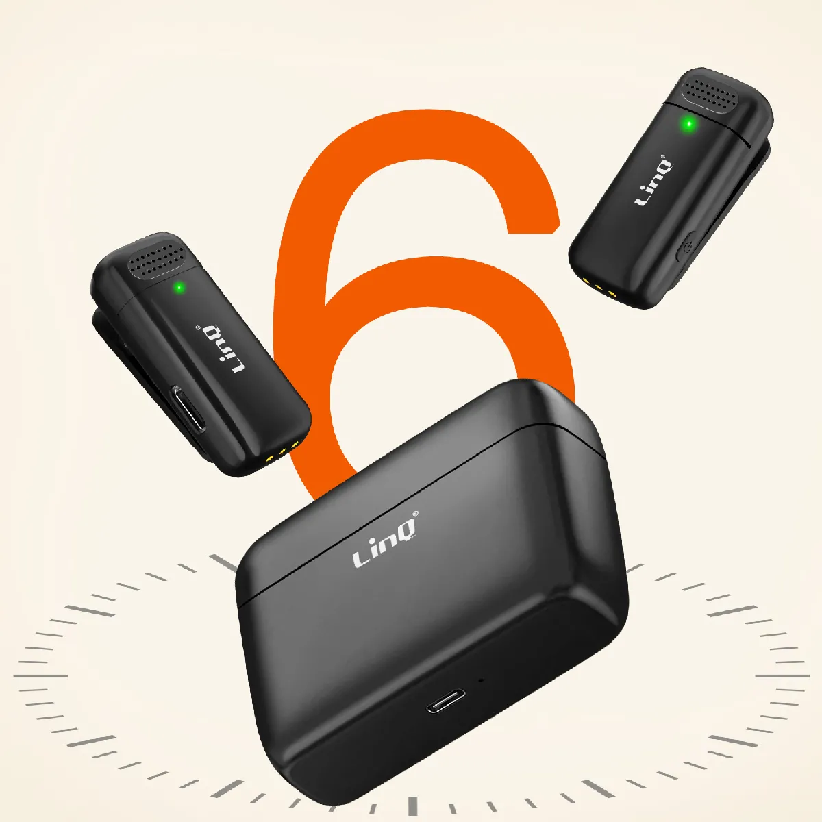 LinQ Microphone Cravate iPhone Sans Fil Réduction de Bruit Lightning Noir