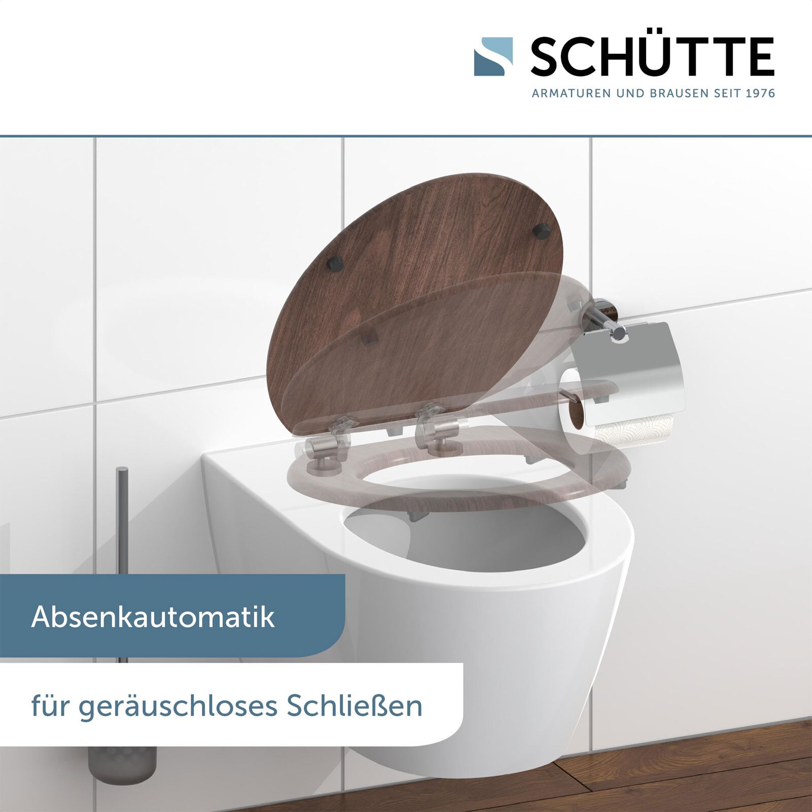 SCHÜTTE WC-Sitz Dark Wood Kratzfest Absenkautomatik MDF