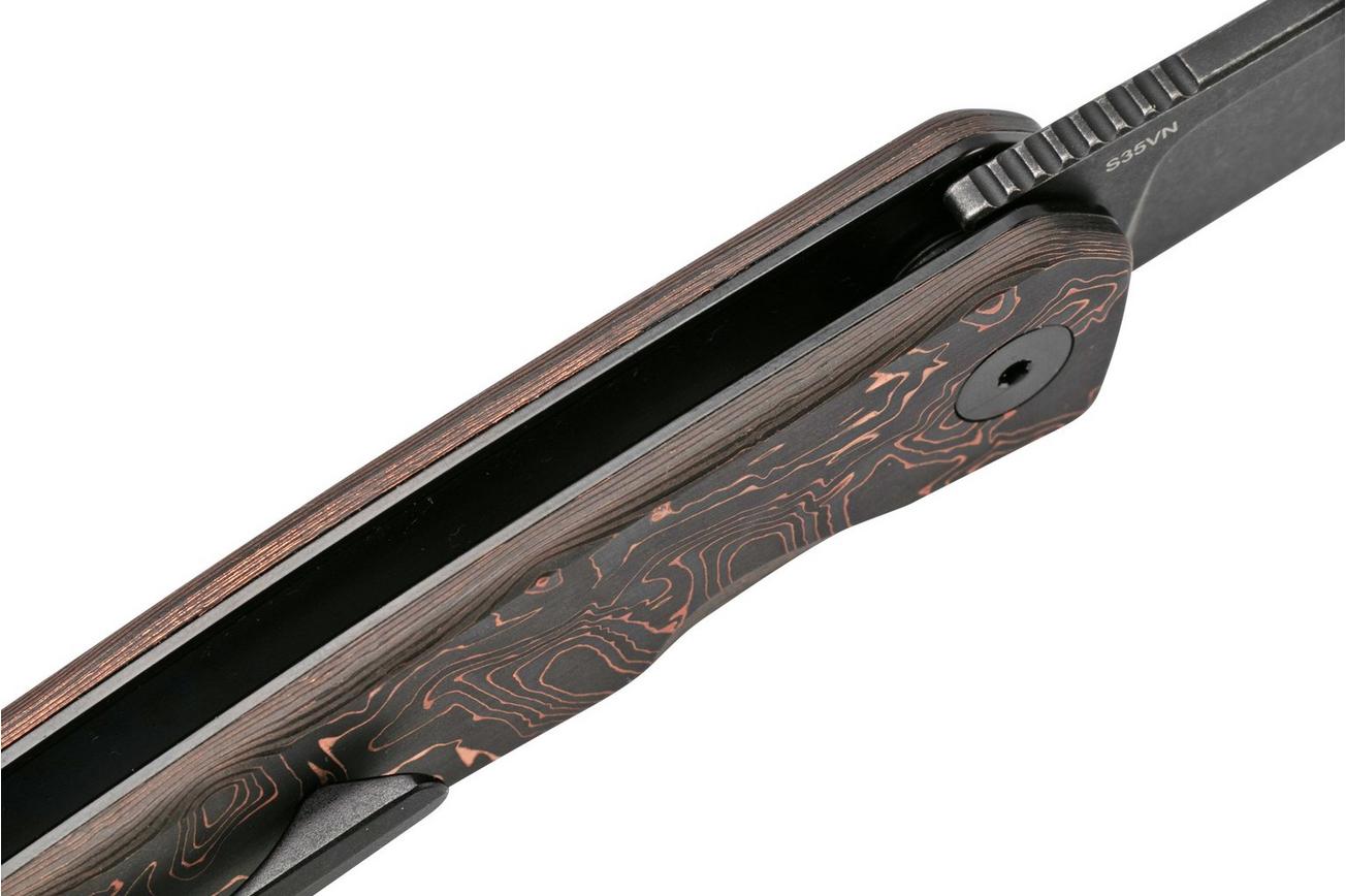 QSP Knife Otter QS140-B2 Blackwashed, Copper Foil Carbonfiber zakmes
