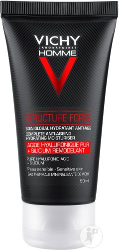 Vichy Homme Structure Force Soin Global Hydratant Anti-Âge Peau Sensible Tube 50ml
