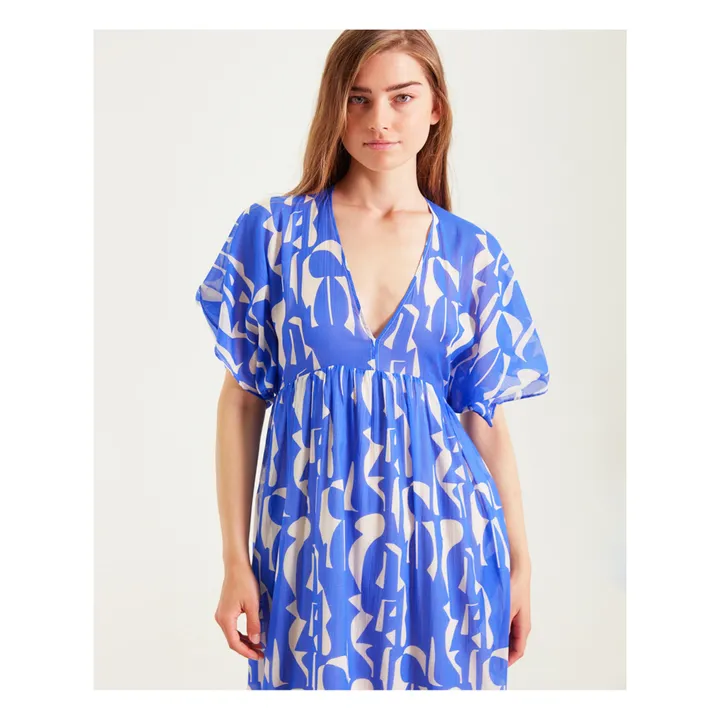 Sacrécoeur Robe Nour Imprimée | Bleu roi