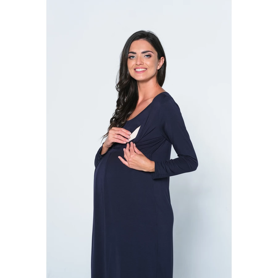 Cool Mama Umstands- und Stillnachthemd 2 in 1 Navy blau