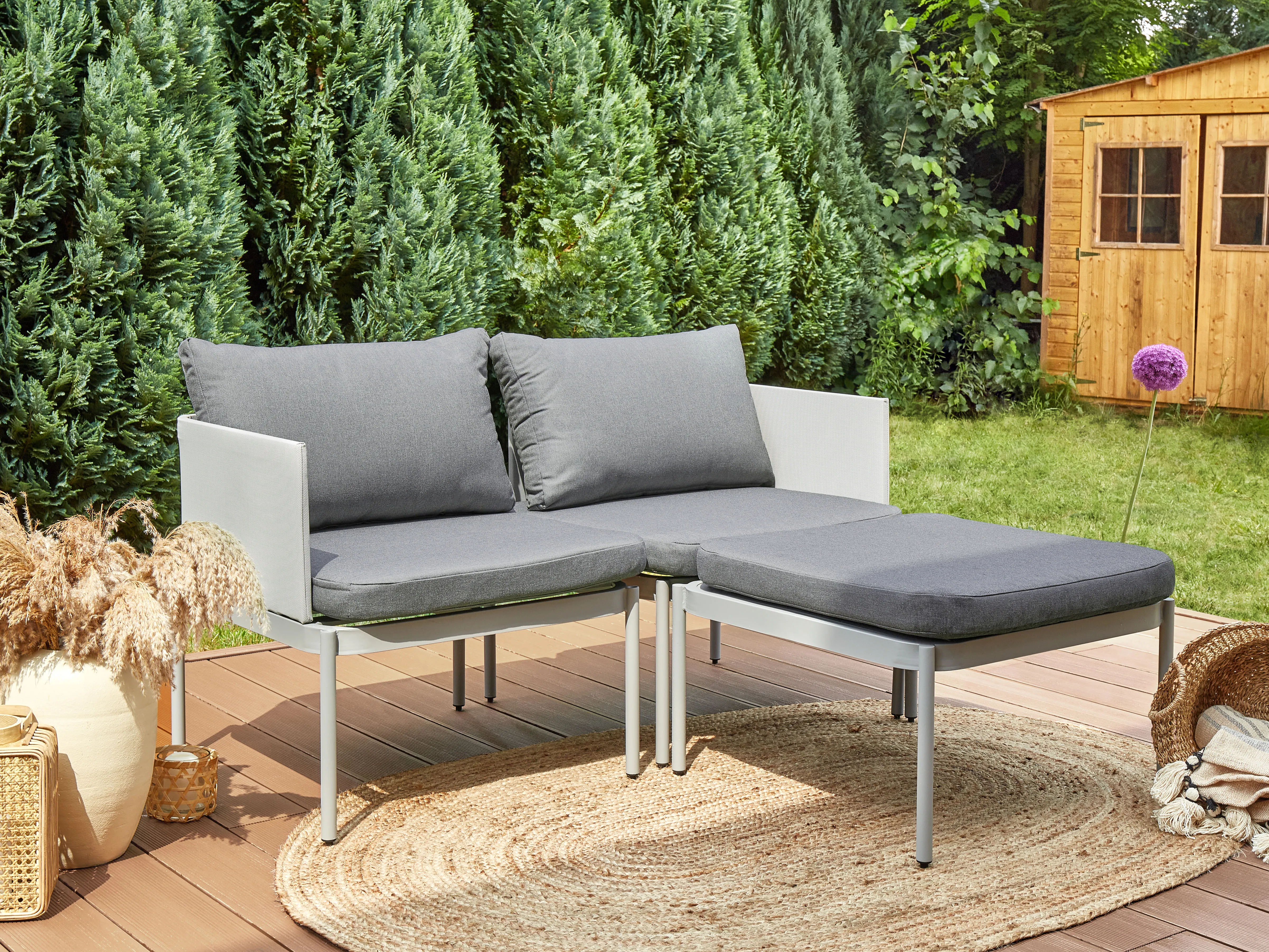 Loungeset met tafel 2-zits TERRACINA Metaal Lichtgrijs