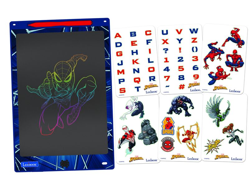 Lexibook Maltafel mit Spider-Man-Schablonen 28 cm Mehrfarbiges E-Ink-Zeichentablett
