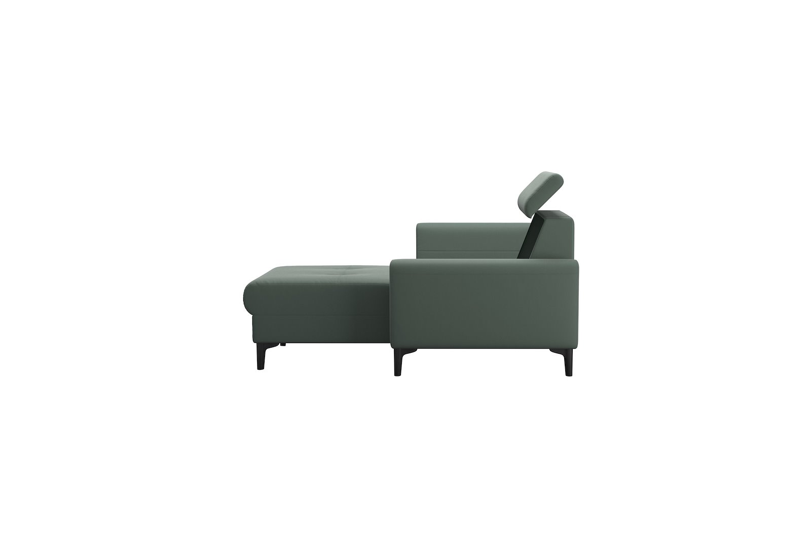 Anna 3-seter med LS Hud Paloma Sage Green med A1 arm og polerte organiske sort alu ben, 14 cm. (Power-Manual-Manual)