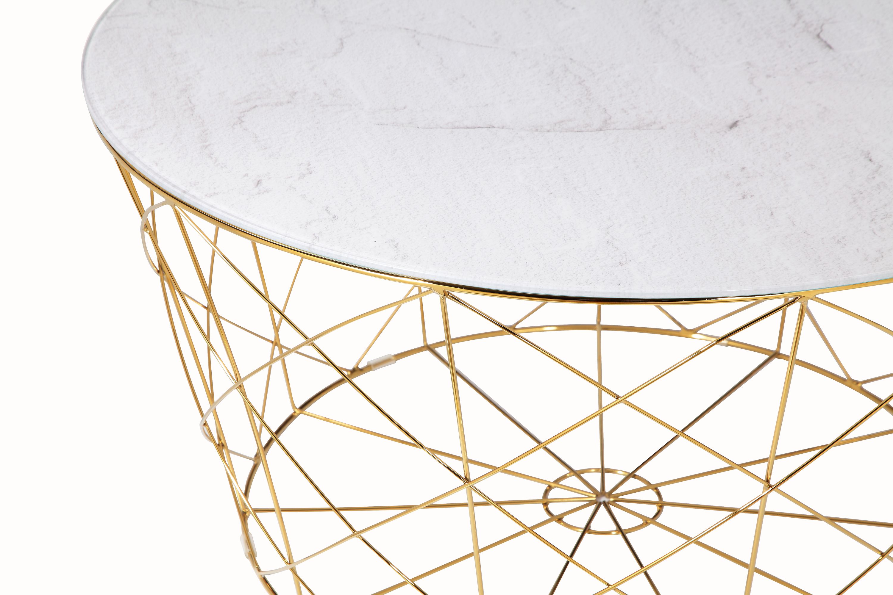 Couchtisch Ø80cm Marmor Optik Glastisch Sofatisch Beistelltisch Wohnzimmer Tisch