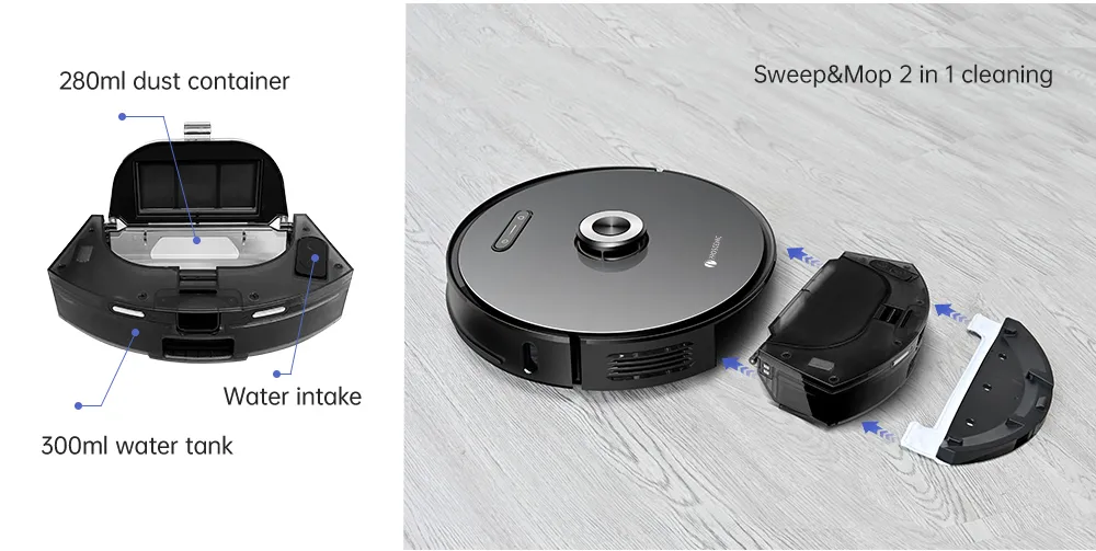 Proscenic 2-i-1 Robot- og moppestøvsuger M8Pro