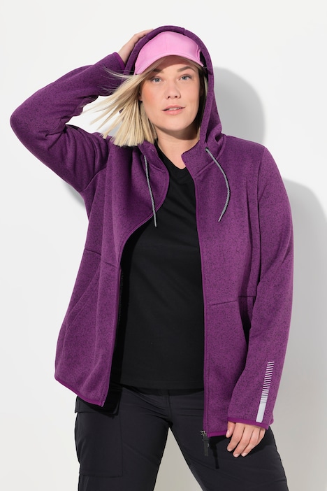 Strickfleece-Jacke, Teddyfleece, 2-Wege-Zipper, Reflektor