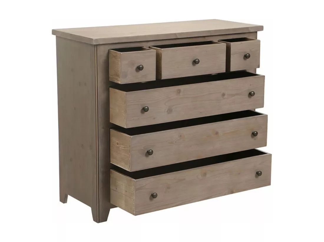Commode 6 tiroirs Bois Marron - First Interior's