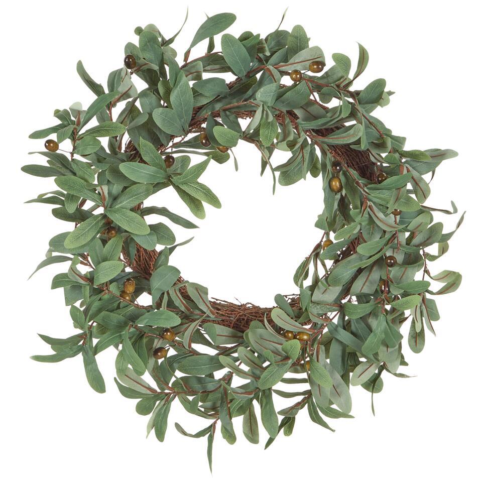 DANRUN - Decoratieve krans - Groen - Synthetisch