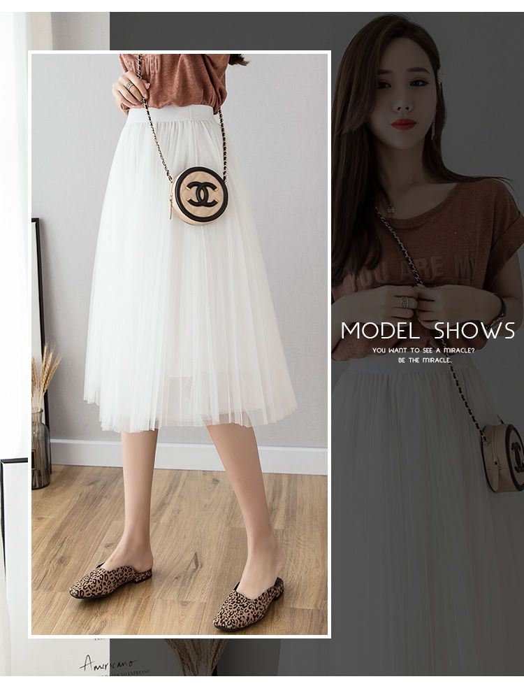 WIKPROM - Hoge taille accordeon plooi mesh midi rok