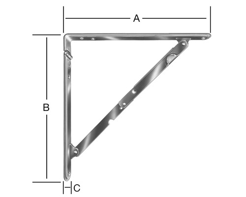 Opvouwbare console B 24 x H 200 x D 200 mm wit