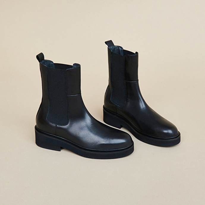 Boots à élastiques  en cuir noir