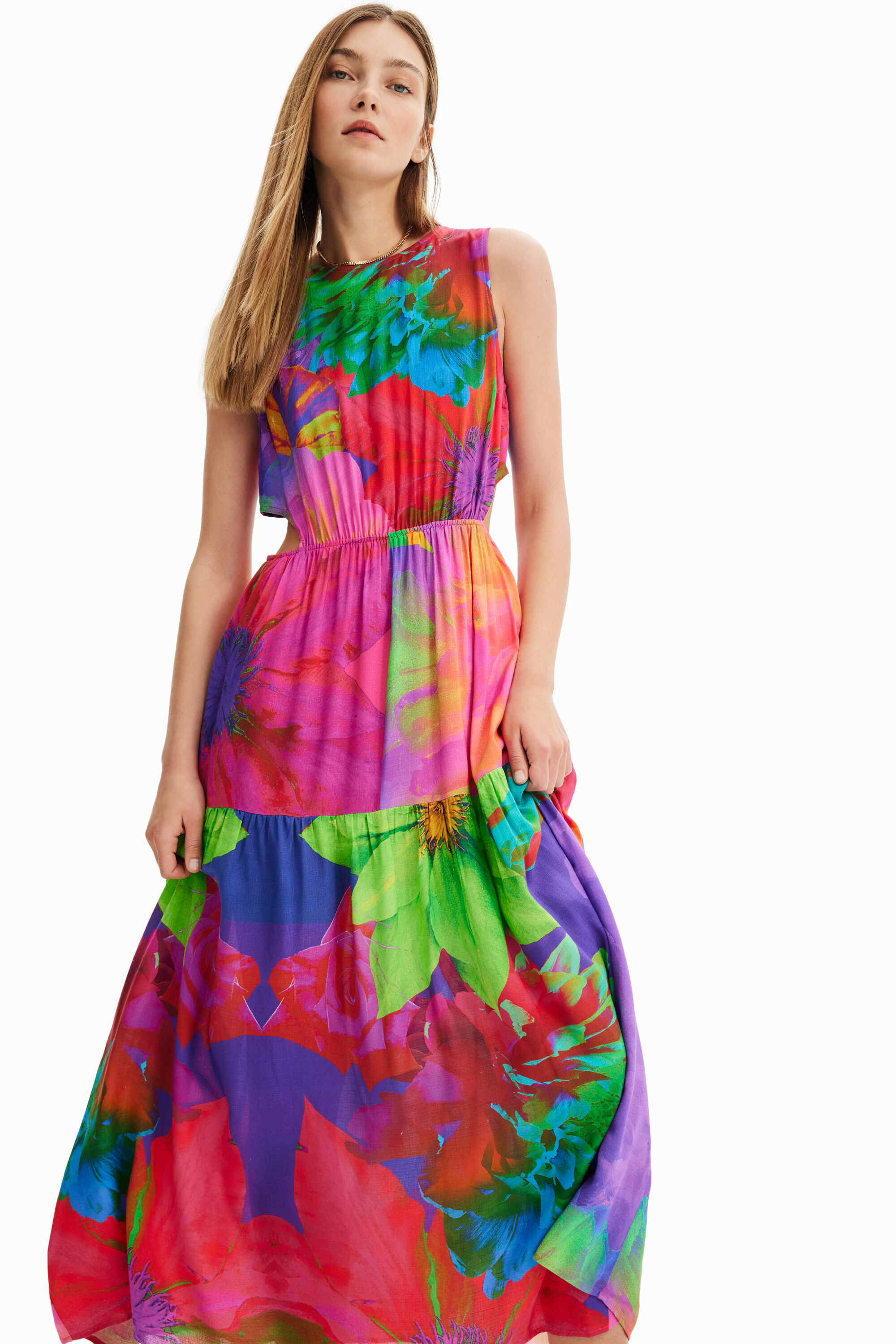 Robe longue découpes fleurs