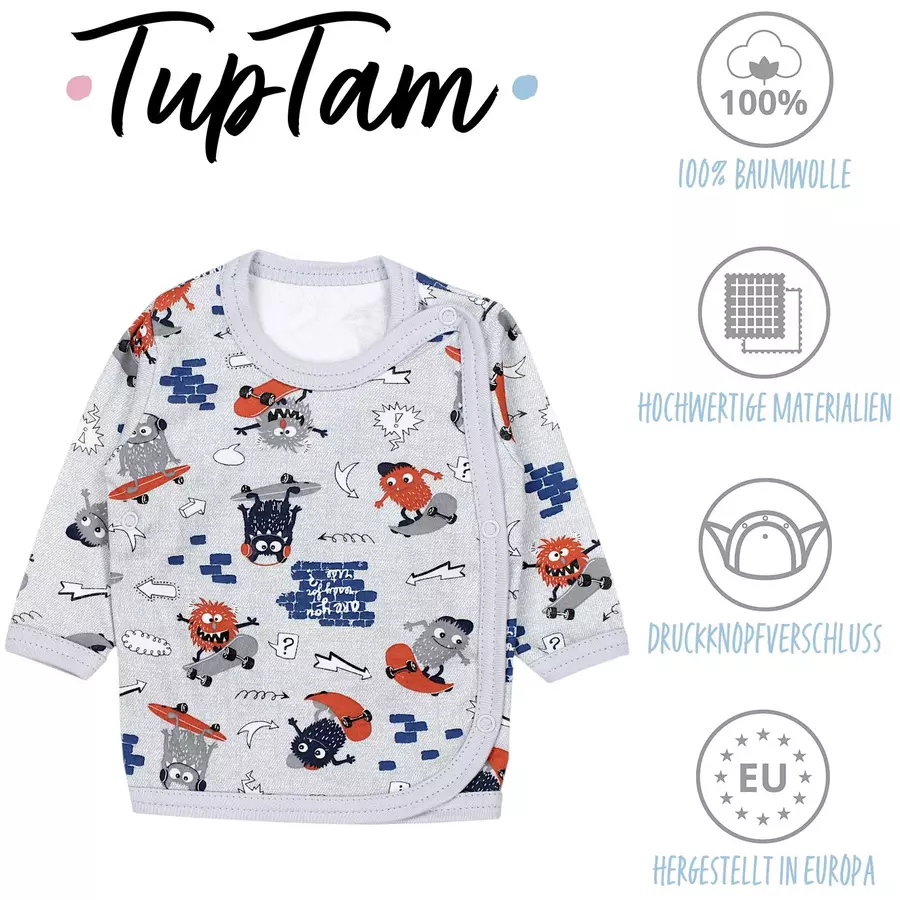 TupTam Baby Jungen Wickelshirt Langarm 5er Set blaugrau