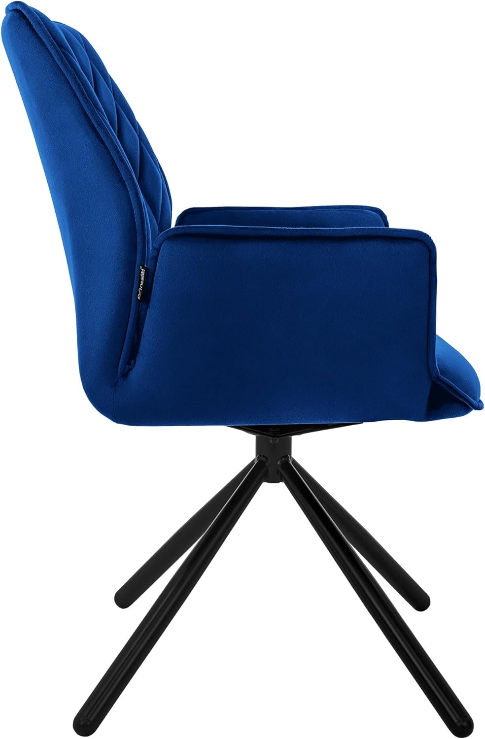 ML-Design Esszimmerstühle 2er Set Samt Dunkelblau, Wohnzimmerstuhl mit Arm- und Rückenlehne, Drehstuhl Auto-Position, Polsterstuhl mit Metallbeine, Ergonomische Sessel Küchenstuhl drehbar Loungesessel