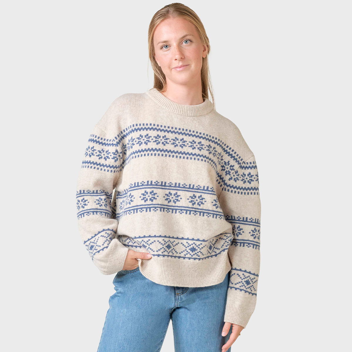 Klitmøller Collective Jette Knit striktrøje, dame (Pastel Sand / Ocean)