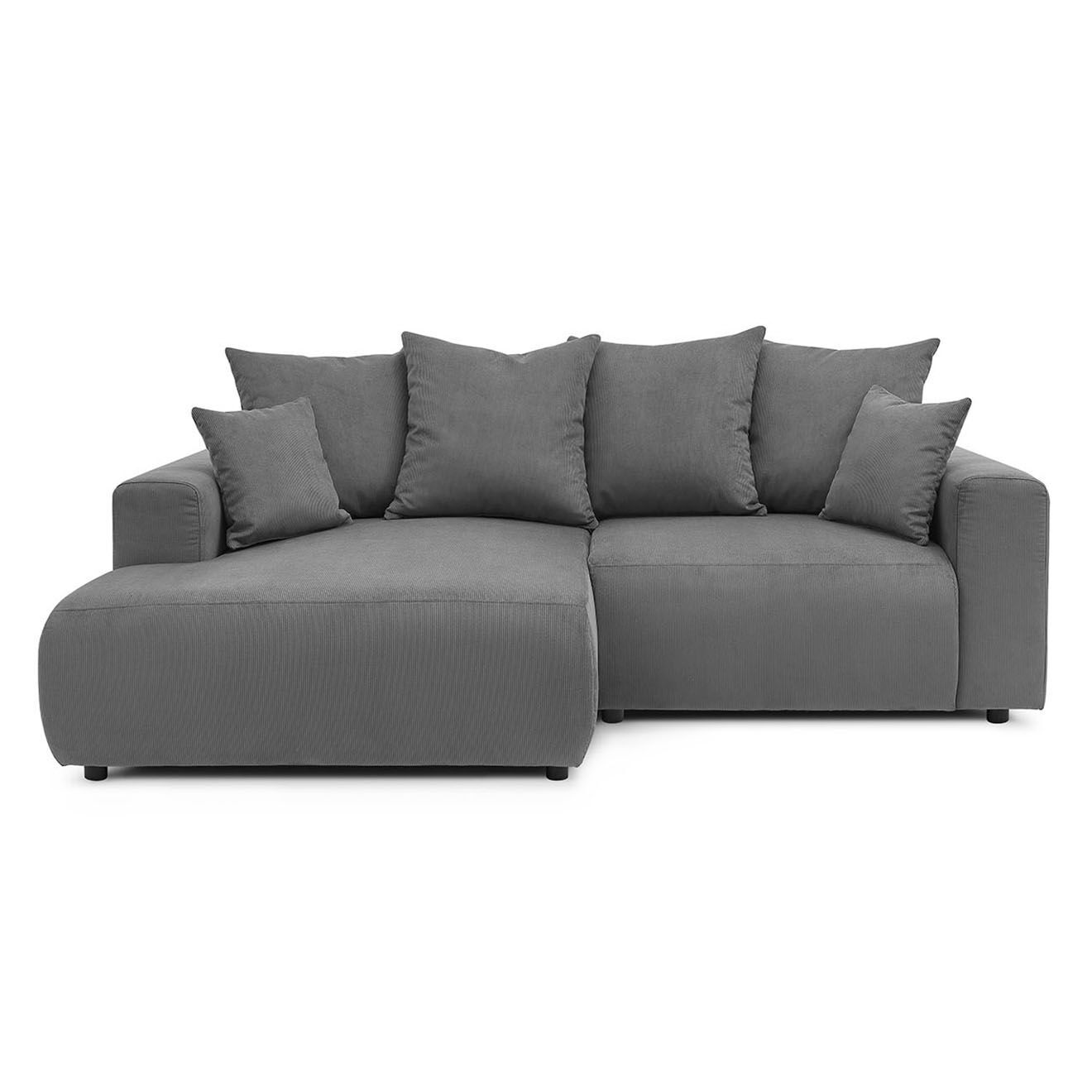Bobochic Canapé d'angle fixe gauche Enjoy gris foncé - 237x147x95 cm