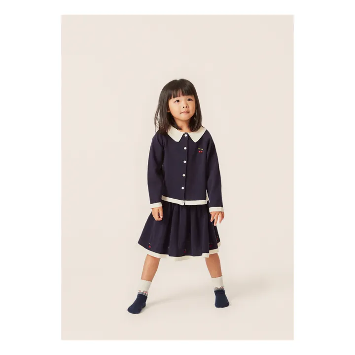 Konges Sløjd Cardigan Col Claudine Tricot Coton Bio Venton | Bleu marine