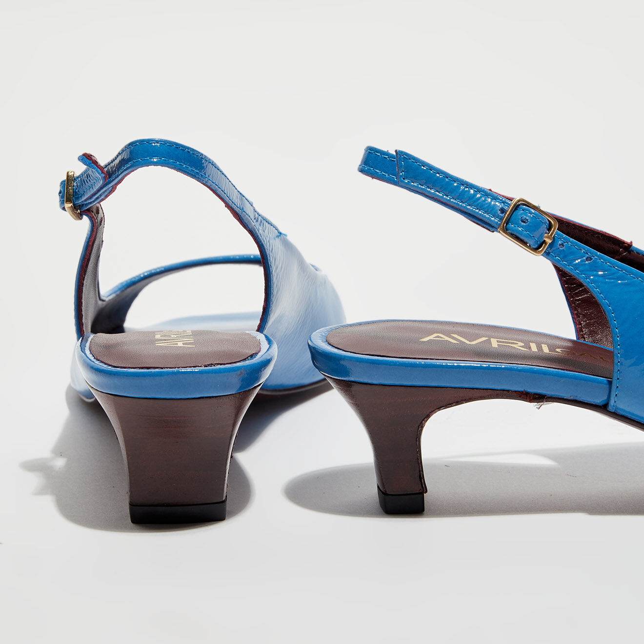 Avril Gau Sling-backs en Cuir verni Turbie bleus - Talon 5 cm
