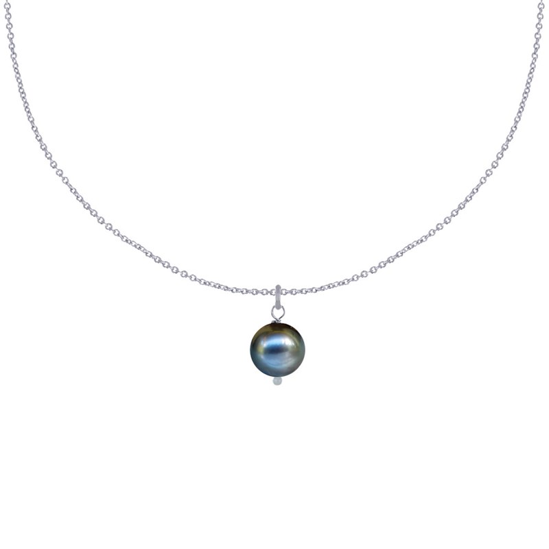 Collier Argent Rhodié Pendentif Perle de Culture