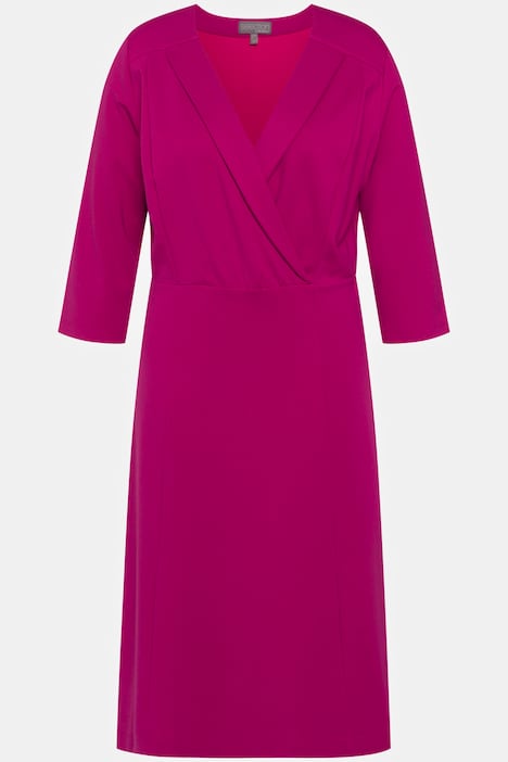 Midikleid, Etuikleid, V-Ausschnitt, Wickeloptik, 3/4-Arm
