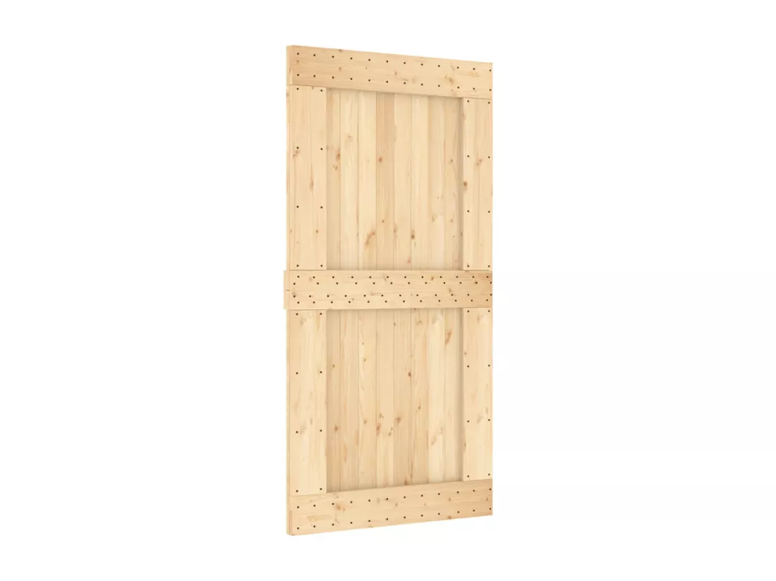 Porte coulissante et kit de quincaillerie 100x210 cm pin massif