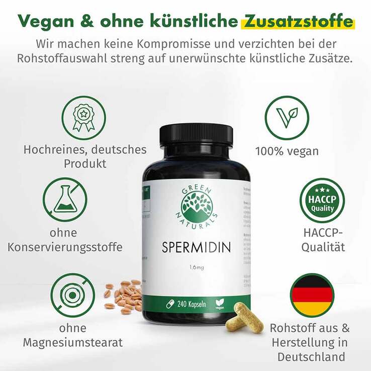 Green Naturals Spermidin 1,6 mg vegan Kapseln, 240 St