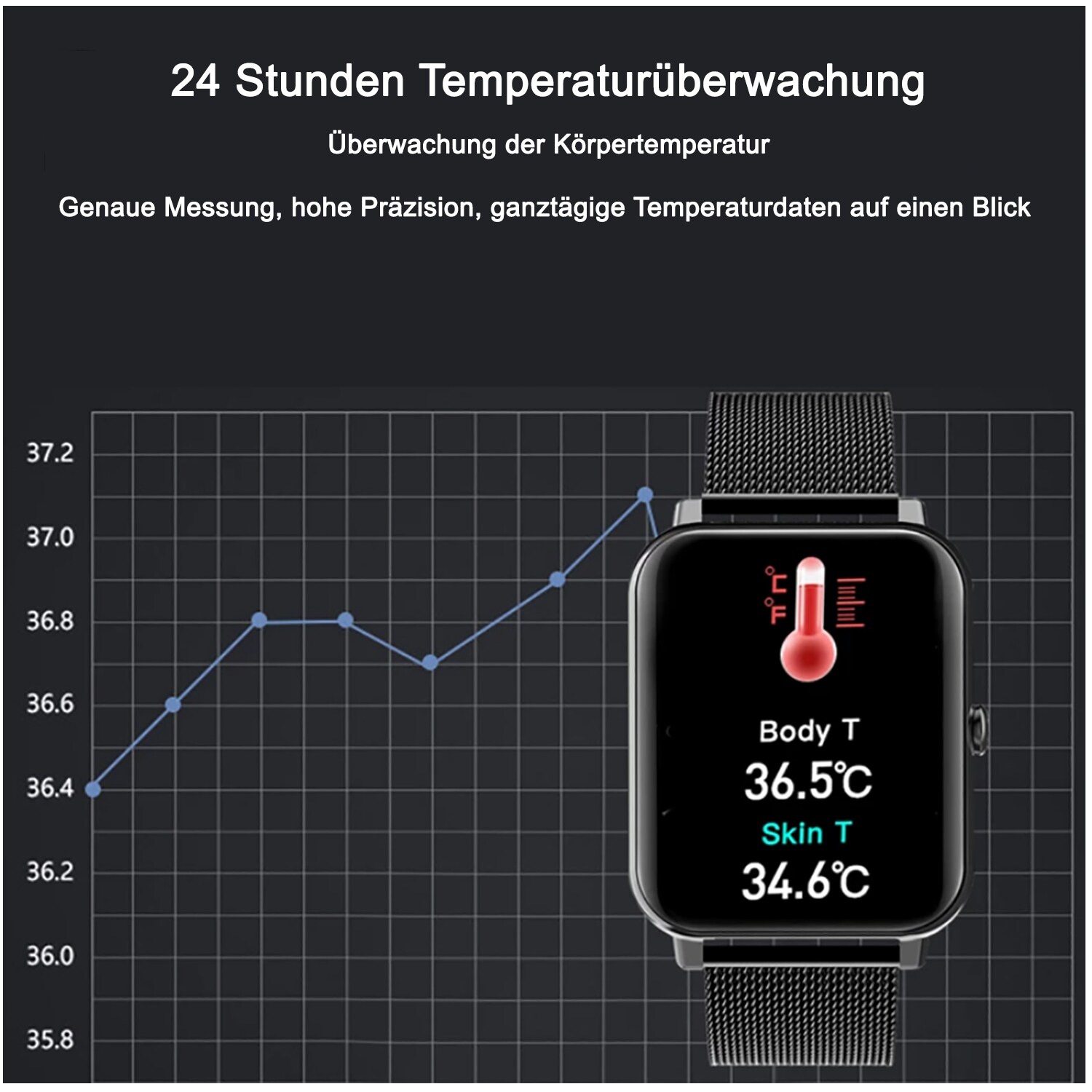 TPFNet Smart Watch / Fitness Tracker IP67 - Silikon Armband - Android & IOS - Rosa
