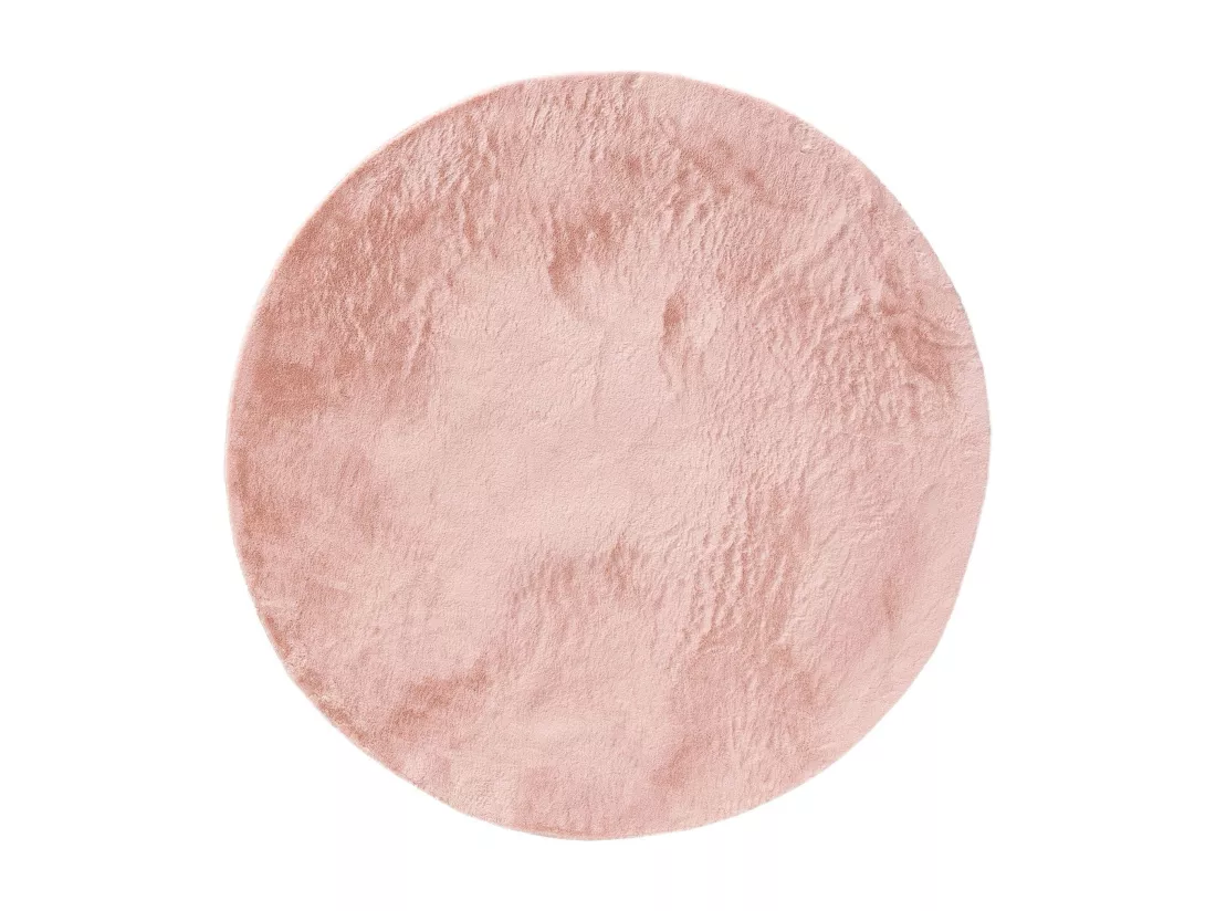 Tapis en fausse fourrure Furry Rose ø 80 cm rond