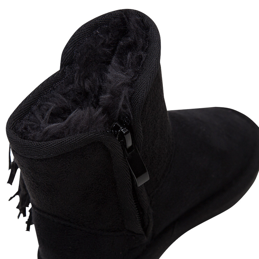 Bottines fourrées à franges effet suédine du 28 au 38