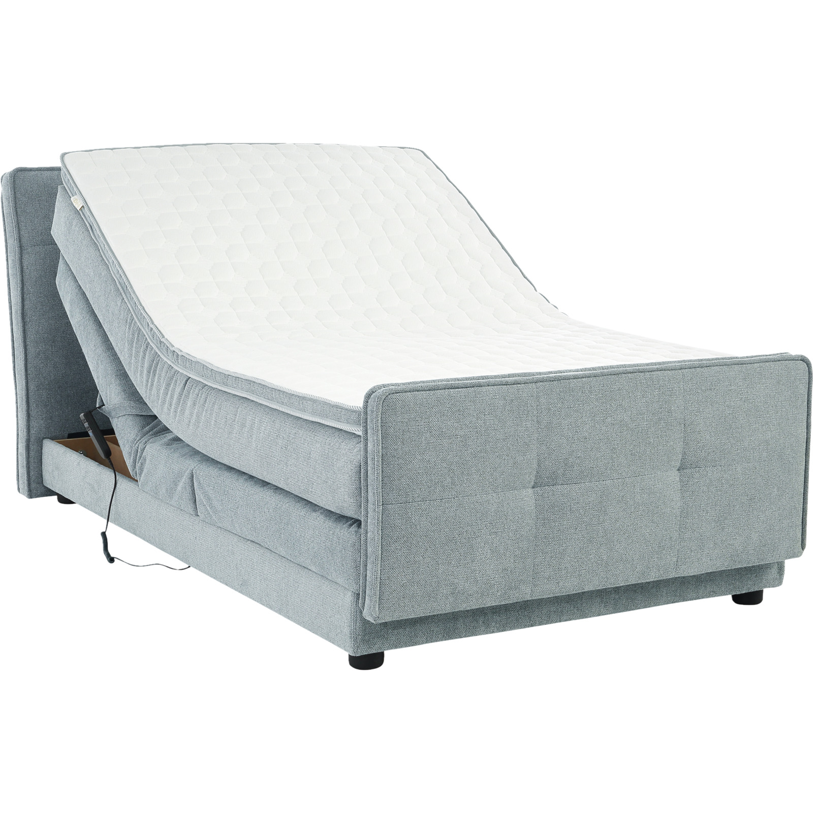 Boxspringbett Paloma Stoff 120 x 200 cm, mit verstellbarer Liegeposition per Fernbedienung grau