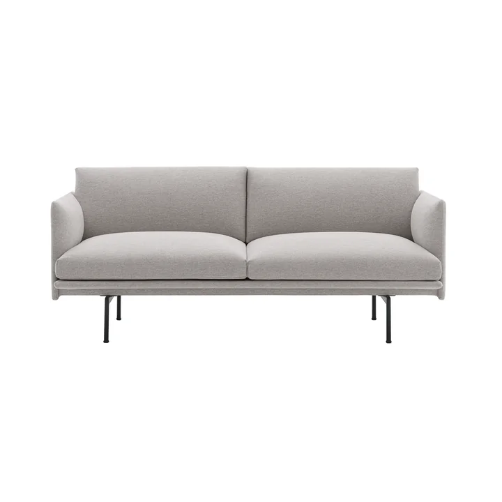 Muuto - Outline Sofa 2-Sitzer, schwarz / greige (Kvadrat by Sahco Clay 12)