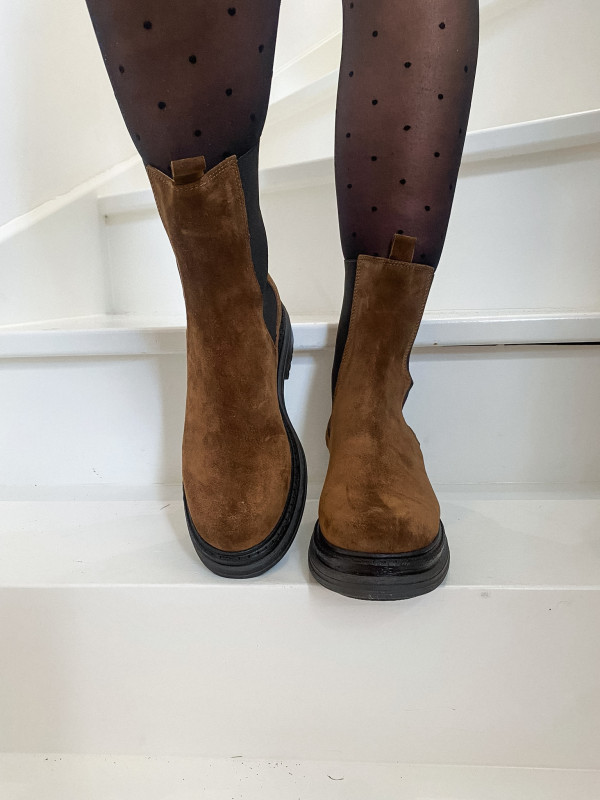 Aliwell - Bottines KIRA Velours Camel