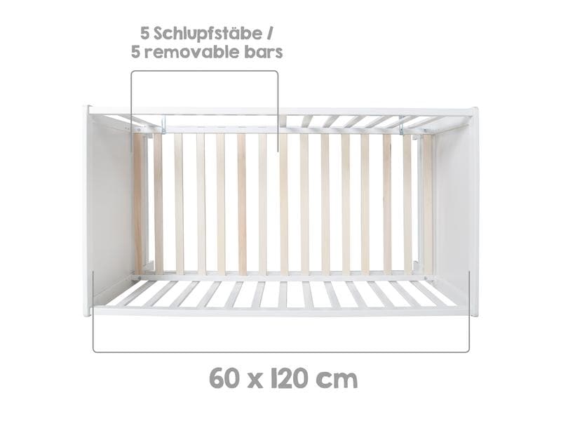 roba Beistellbett Hamburg weiss 60 x 120 cm Höhenverstellbares Baby- und Beistellbett