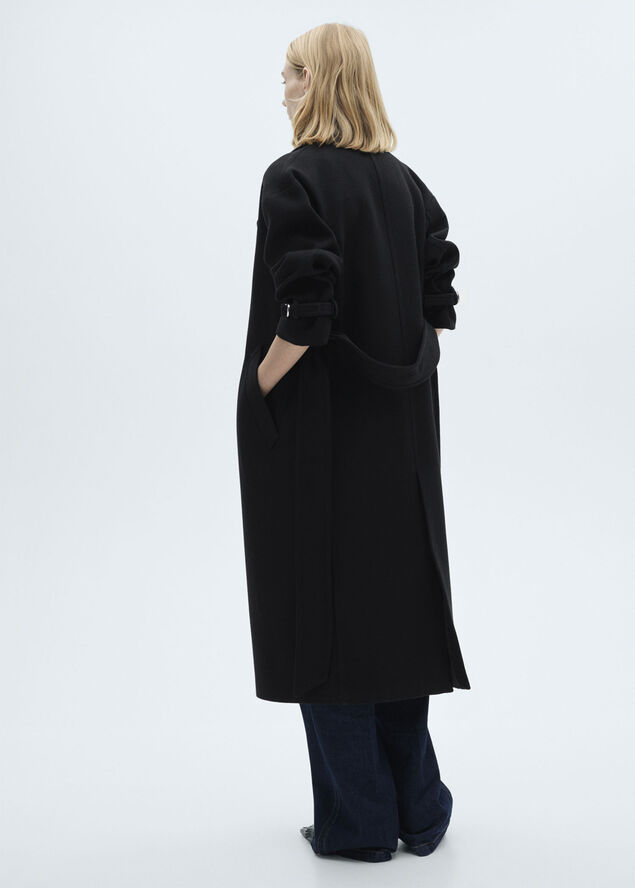 MANGO Maxi lapel Manteco wool coat Black