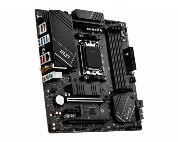 MSI PRO B650M-A WIFI - Bundkort - micro ATX - Socket AM5 - AMD B650 Chipset - USB-C 3.2 Gen2, USB 3.2 Gen 2, USB 3.2 Gen 1 - 2.5 Gigabit LAN, Wi-Fi 6E, Bluetooth - onboard grafik (CPU påkrævet) - HD Audio (8-kanaler)