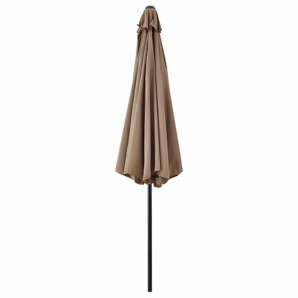 Parasol de jardin solide résistant au rayonnement uv imperméable polyester acier 300 cm beige