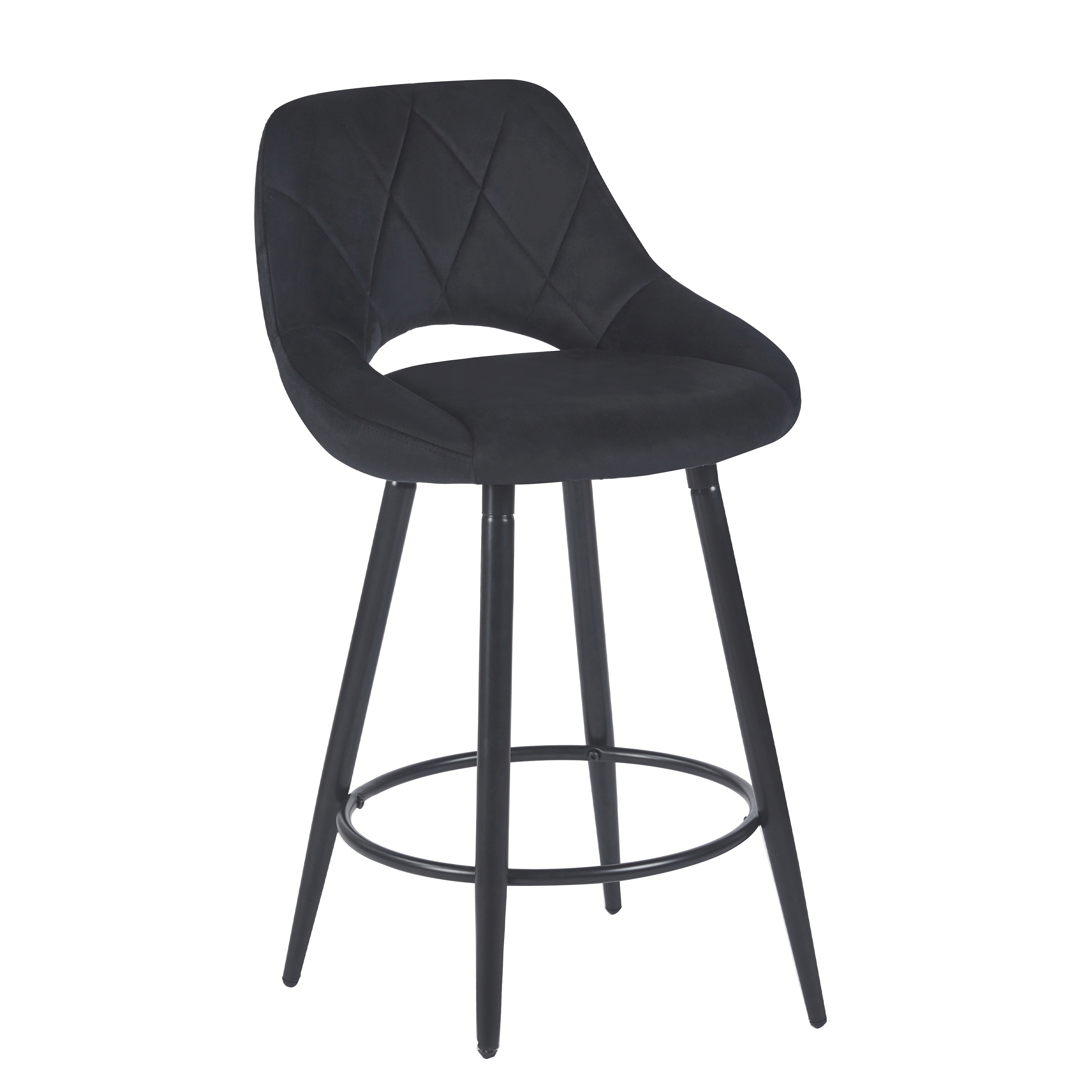 Barhocker Samt GORDON 2er Set anthrazit
