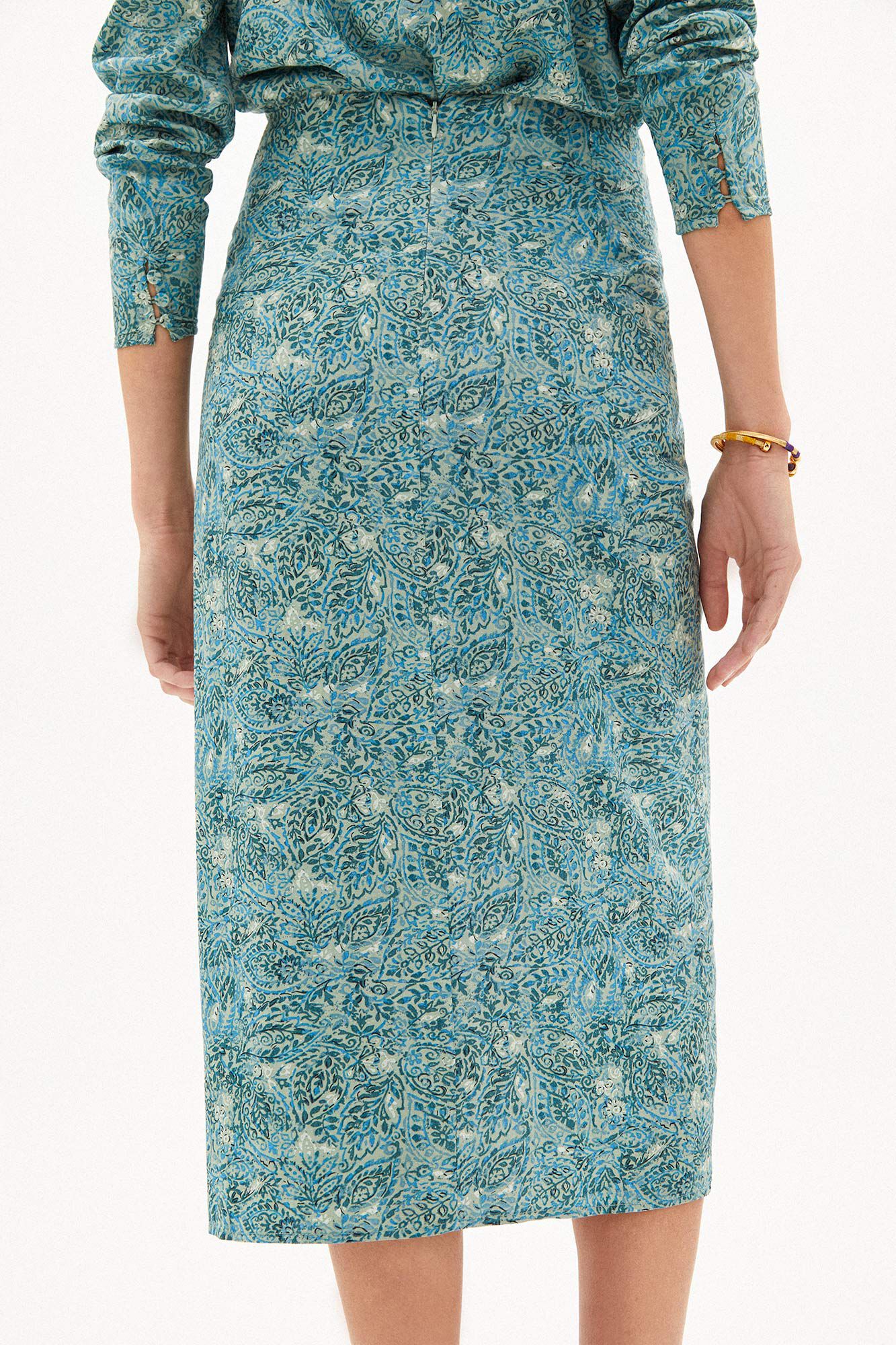 Saia midi estampada Janet - Bordô